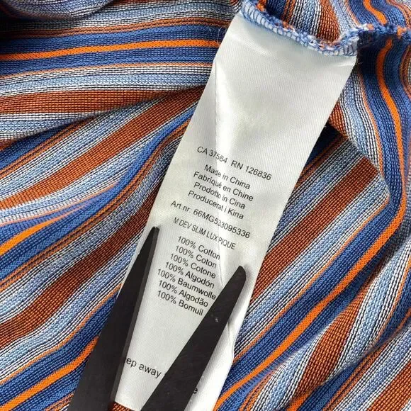 $115 J Lindeberg Polo Shirt Mens Large Striped Dev Slim Lux Pique Logo Golf - Picture 7 of 9